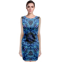 Background-blue-flower Sleeveless Velvet Midi Dress by Bedest