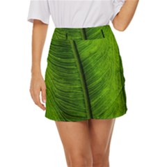 Green-leaf-plant-freshness-color Mini Front Wrap Skirt by Bedest