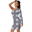 Pattern-cross-geometric-shape Long Sleeve One Shoulder Mini Dress View2