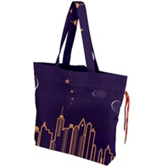 Skyscraper Town Urban Towers Drawstring Tote Bag by pakminggu