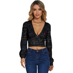 Math Mathematics Pattern Long Sleeve Deep-v Velour Top by pakminggu