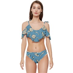 Space Objects Nursery Pattern Ruffle Edge Tie Up Bikini Set	 by pakminggu
