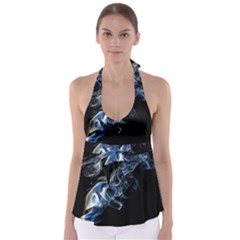 Smoke-flame-dynamic-wave-motion Tie Back Tankini Top by Cowasu