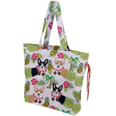 Corgis Hula Pattern Drawstring Tote Bag by Cowasu