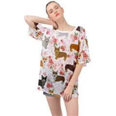 Corgis Corgi Pattern Oversized Chiffon Top by Cowasu