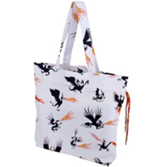 Dragon-phoenix-fire-bird-ancient Drawstring Tote Bag by Cowasu