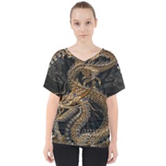 Fantasy Dragon Pentagram V-neck Dolman Drape Top by Cowasu