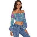 Non-seamless-pattern-background Long Sleeve Crinkled Weave Crop Top View3