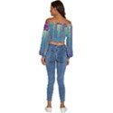 Non-seamless-pattern-background Long Sleeve Crinkled Weave Crop Top View4