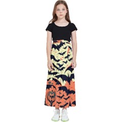 Bat Pattern Kids  Flared Maxi Skirt by Valentinaart