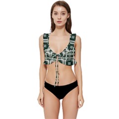 Pattern-design-texture-fashion Low Cut Ruffle Edge Bikini Top by Cowasu