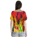 Color-background-structure-lines V-Neck Flutter Sleeve Top View2