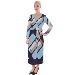 Satellite-machine-space-dark Velvet Maxi Wrap Dress by Cowasu