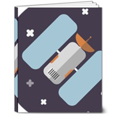 Satellite-machine-space-dark 8  X 10  Hardcover Notebook by Cowasu