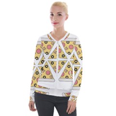 Pizza-slice-food-italian Velvet Zip Up Jacket by Sarkoni