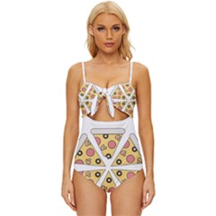 Pizza-slice-food-italian Knot Front One-piece Swimsuit by Sarkoni