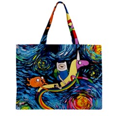 Cartoon Parody  Art Starry Night Van Gogh Zipper Mini Tote Bag by Sarkoni