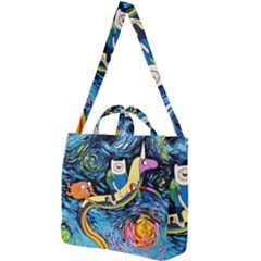 Cartoon Parody  Art Starry Night Van Gogh Square Shoulder Tote Bag by Sarkoni