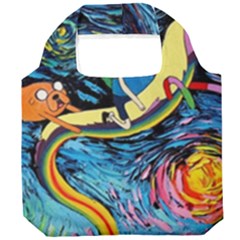 Cartoon Parody  Art Starry Night Van Gogh Foldable Grocery Recycle Bag by Sarkoni