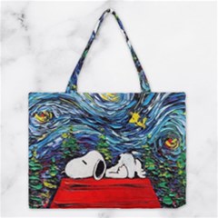 Dog Cartoon Vincent Van Gogh s Starry Night Parody Medium Tote Bag by Sarkoni