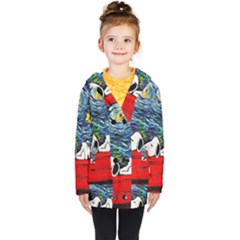 Dog Cartoon Vincent Van Gogh s Starry Night Parody Kids  Double Breasted Button Coat by Sarkoni