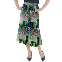 Game Starry Night Doctor Who Van Gogh Parody Midi Mermaid Skirt by Sarkoni