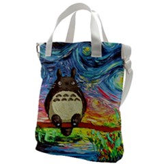 Cartoon Starry Night Art Van Gogh Parody Canvas Messenger Bag by Sarkoni