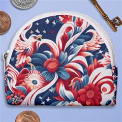 America Pattern Horseshoe Style Canvas Pouch by Valentinaart