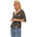 Halloween Pattern Bat Lightweight Drawstring Hooded Top View2