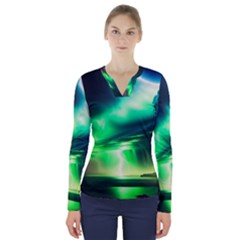 Lake Storm Neon V-neck Long Sleeve Top by Bangk1t