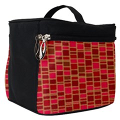 Geometry Background Red Rectangle Pattern Make Up Travel Bag (small) by Ravend
