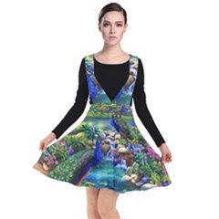 Peacocks  Fantasy Garden Plunge Pinafore Dress by Bedest