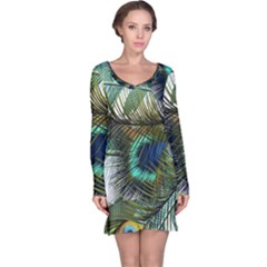 Peacock Feathers Long Sleeve Nightdress by Bedest