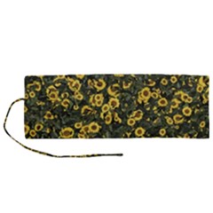 Sunflowers Yellow Flowers Flowers Digital Drawing Roll Up Canvas Pencil Holder (m) by Ravend