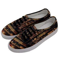 Books On Bookshelf Assorted Color Book Lot In Bookcase Library Men s Classic Low Top Sneakers by Ravend