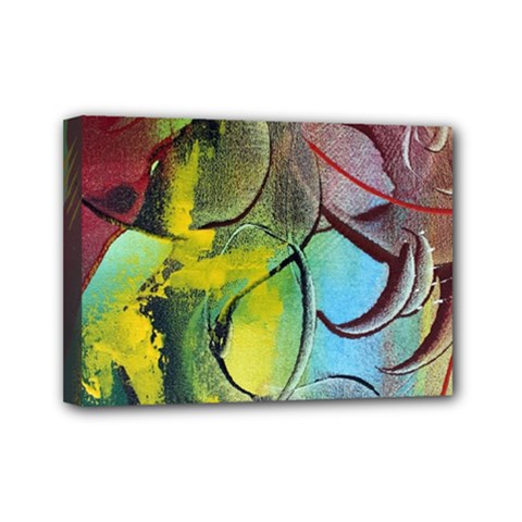 Detail Of A Bright Abstract Painted Art Background Texture Colors Mini Canvas 7  X 5  (stretched) by Ndabl3x