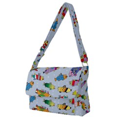 Fish Ocean Sea Water Diving Blue Full Print Messenger Bag (l) by Ndabl3x