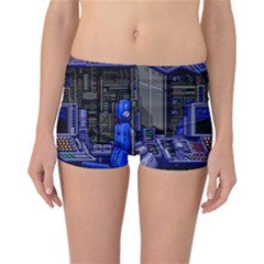 Blue Computer Monitor With Chair Game Digital Art Reversible Boyleg Bikini Bottoms by Bedest