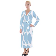 Cow Print, Aesthetic, Y, Blue, Baby Blue, Pattern, Simple Velvet Maxi Wrap Dress by nateshop