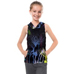 Art Design Graphic Neon Tree Artwork Kids  Sleeveless Hoodie by Bedest