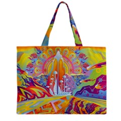 Multicolored Optical Illusion Painting Psychedelic Digital Art Zipper Mini Tote Bag by Bedest