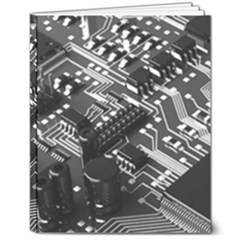 Black And Gray Circuit Board Computer Microchip Digital Art 8  X 10  Hardcover Notebook by Bedest