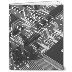 Black And Gray Circuit Board Computer Microchip Digital Art 8  X 10  Softcover Notebook by Bedest