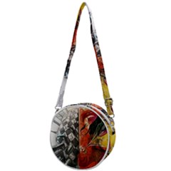 Left And Right Brain Illustration Splitting Abstract Anatomy Crossbody Circle Bag by Bedest