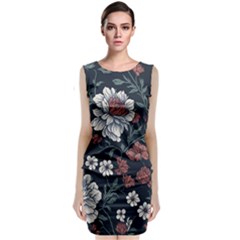 Flower Pattern Sleeveless Velvet Midi Dress by Bedest