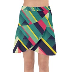 Abstract Geometric Design Pattern Wrap Front Skirt by Bedest