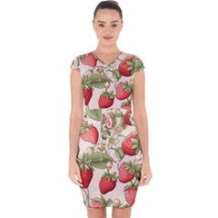 Strawberry Fruit Capsleeve Drawstring Dress  by Bedest