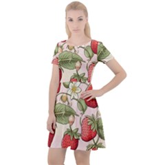 Strawberry Fruit Cap Sleeve Velour Dress  by Bedest