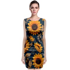 Flower Pattern Spring Sleeveless Velvet Midi Dress by Bedest