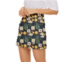 Flower Grey Pattern Floral Mini Front Wrap Skirt View2